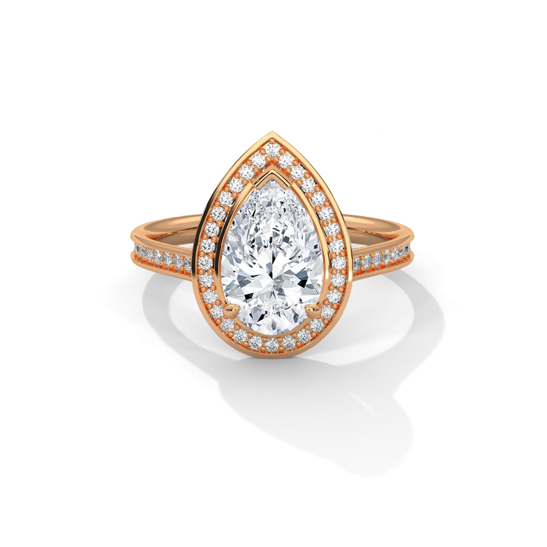 2.00 carat Labgrown Diamond Pear shape with halo Engagement ring