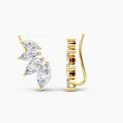 Marquise Lab-Grown Diamond Earrings 1.5 CT- 14K & 18K Gold