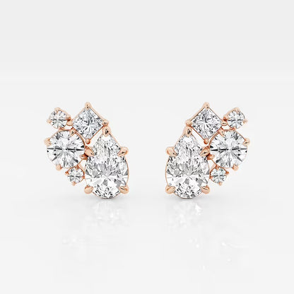 Pear Diamond Earrings 2 CT  - 14K & 18K Gold Classic Party Wear