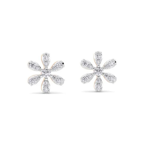 Flower Diamond Earrings - 14K & 18K Gold Floral Design Earrings