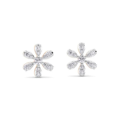 Flower Diamond Earrings - 14K & 18K Gold Floral Design Earrings