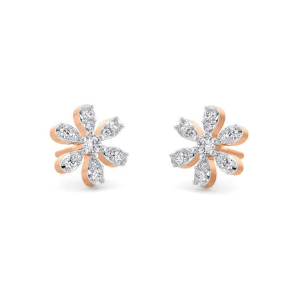 Flower Diamond Earrings - 14K & 18K Gold Floral Design Earrings