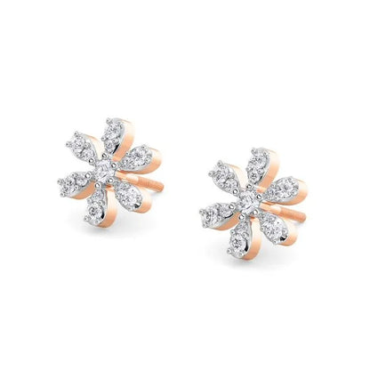 Flower Diamond Earrings - 14K & 18K Gold Floral Design Earrings