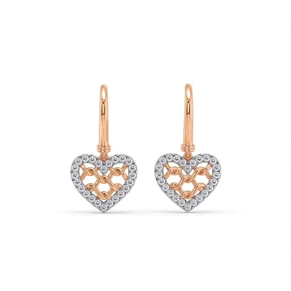 Heart-Shaped Diamond Earrings - 14K & 18K Gold Party Wear Earrings