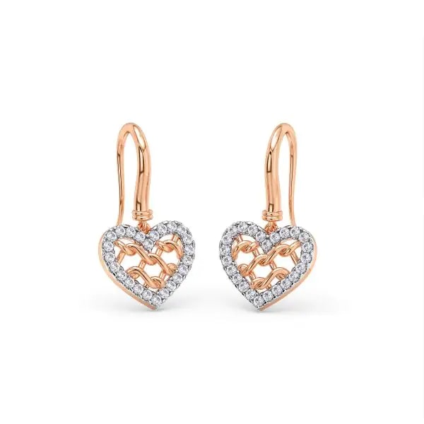 Heart-Shaped Diamond Earrings - 14K & 18K Gold Party Wear Earrings