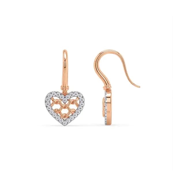 Heart-Shaped Diamond Earrings - 14K & 18K Gold Party Wear Earrings