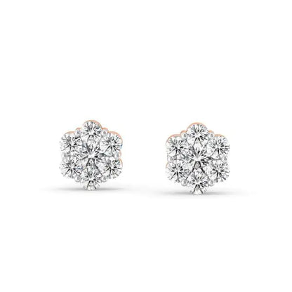 Diamond Flower Earrings - 14K & 18K Gold Floral Design Earrings