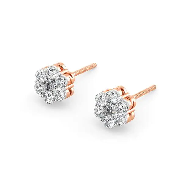 Diamond Flower Earrings - 14K & 18K Gold Floral Design Earrings