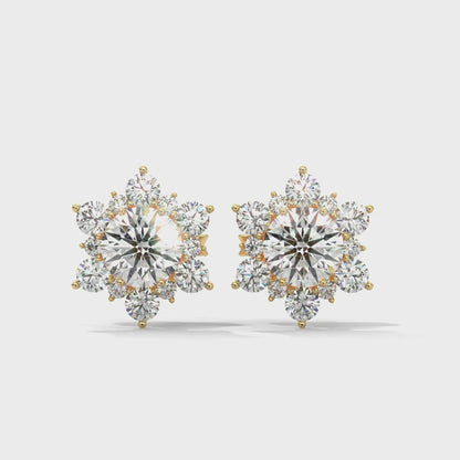 ROUND SHAPE FLOWER STUDS STUDS EARRINGS
