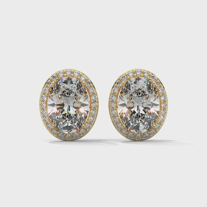 OVAL HALO STUDS EARRINGS